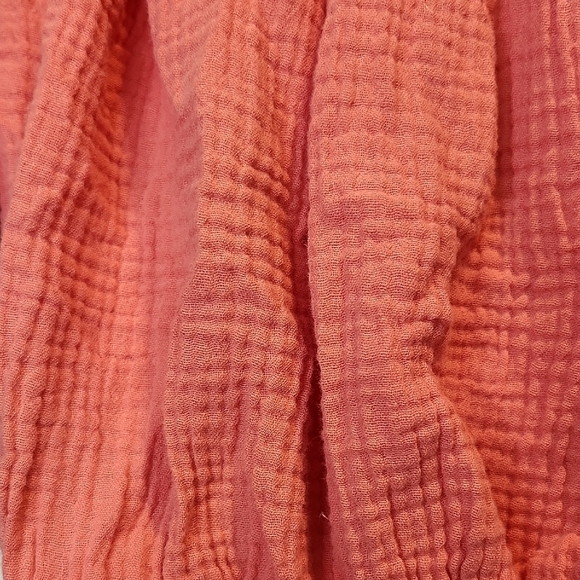 Elan Puff Sleeve Crop Top Off Shoulder Cotton Gauzy Coral Top Size Small - Picture 6 of 6